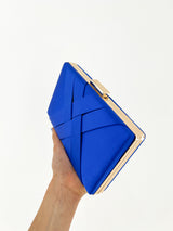 Blue satin clutch