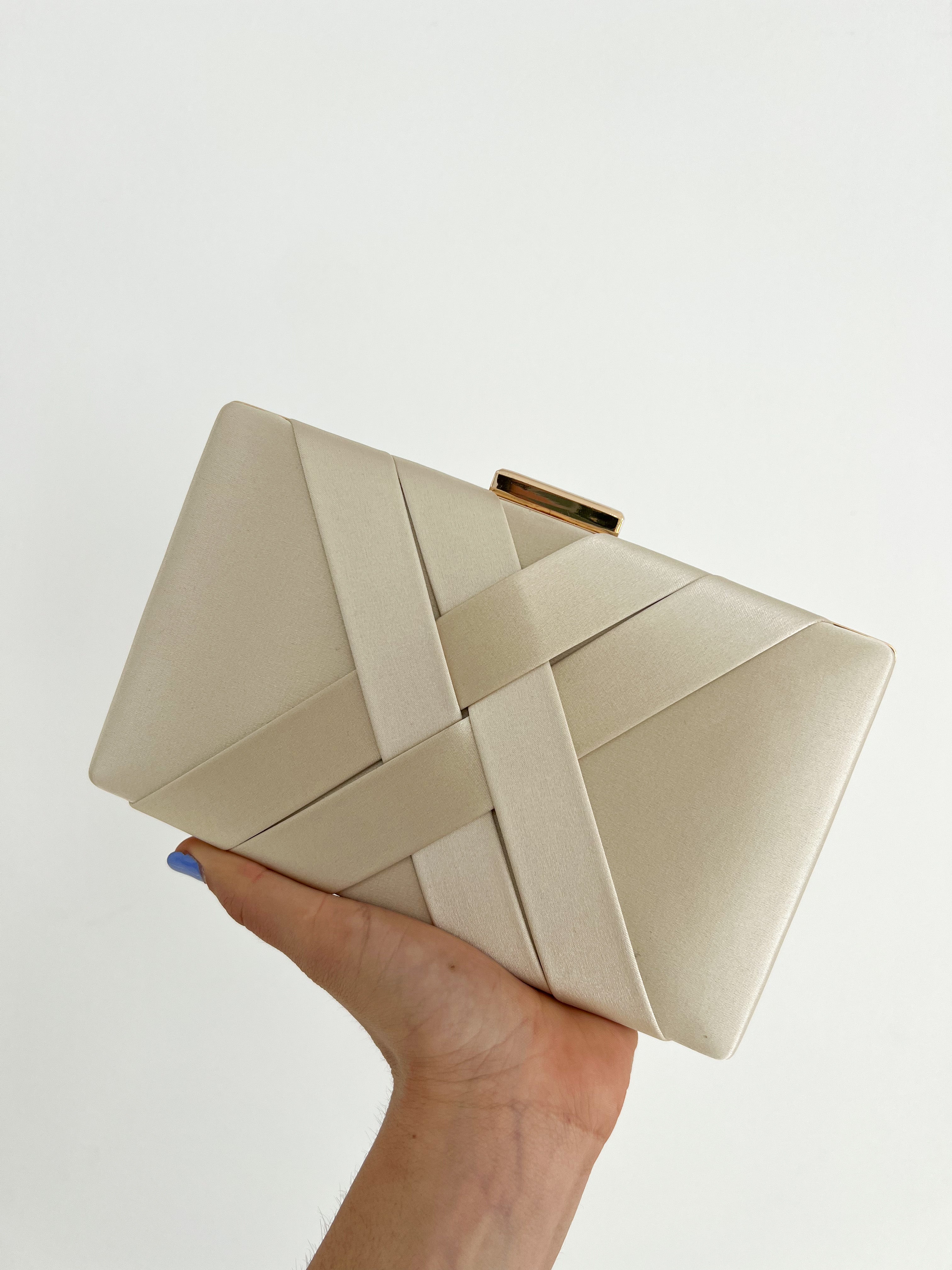 Gold satin clutch