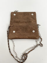 Brown shiny chain leather bag