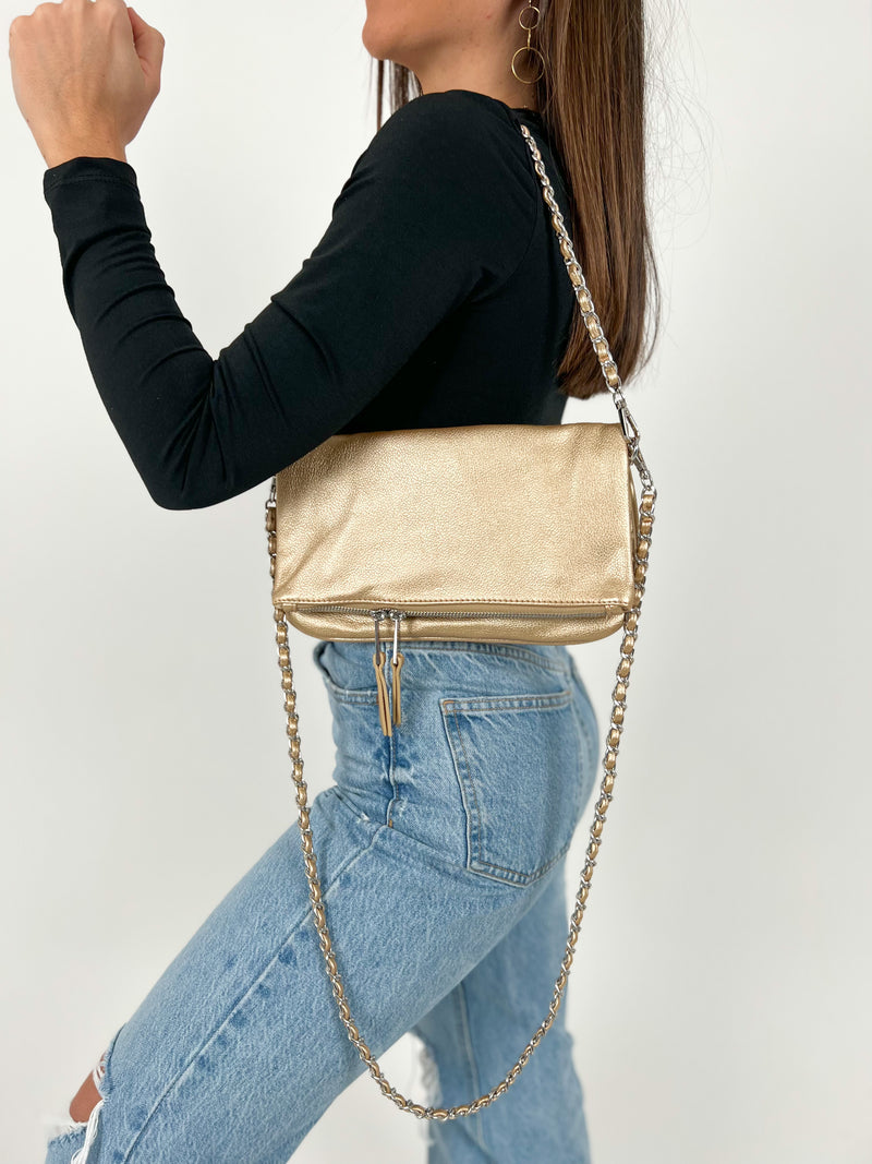 Vegan gold chains handbag