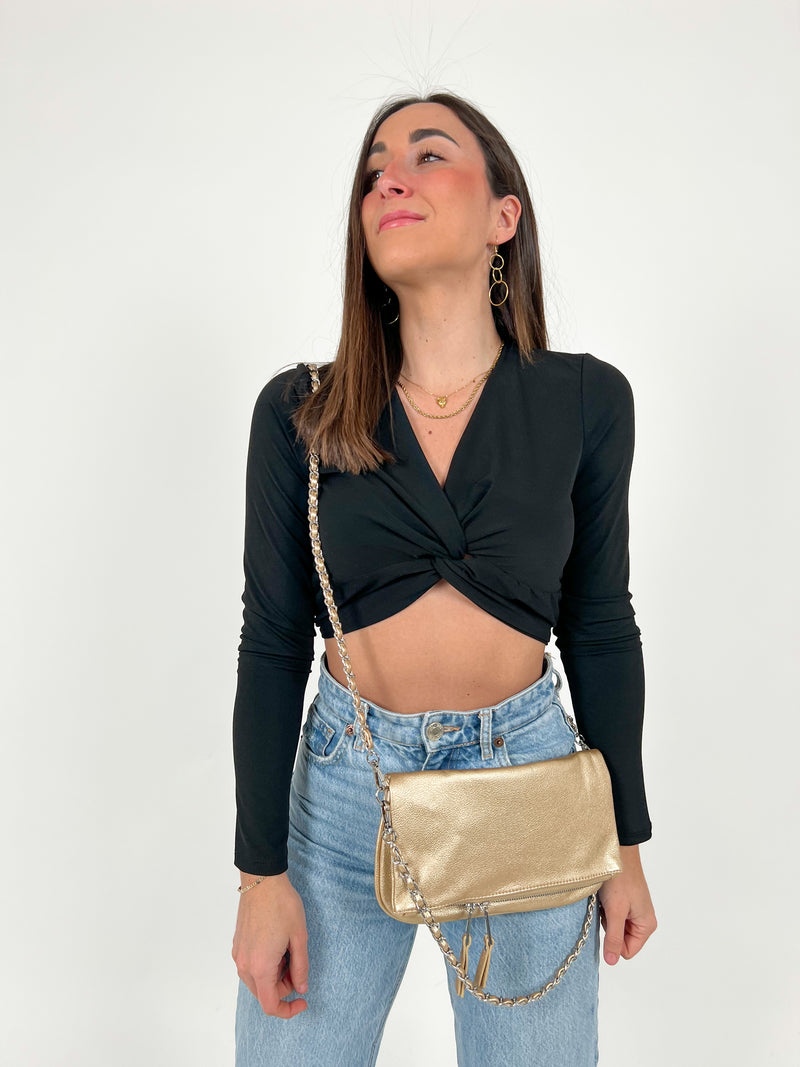 Vegan gold chains handbag