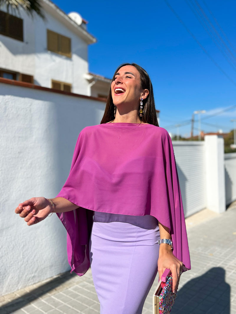 Lilac chiffon cape shawl