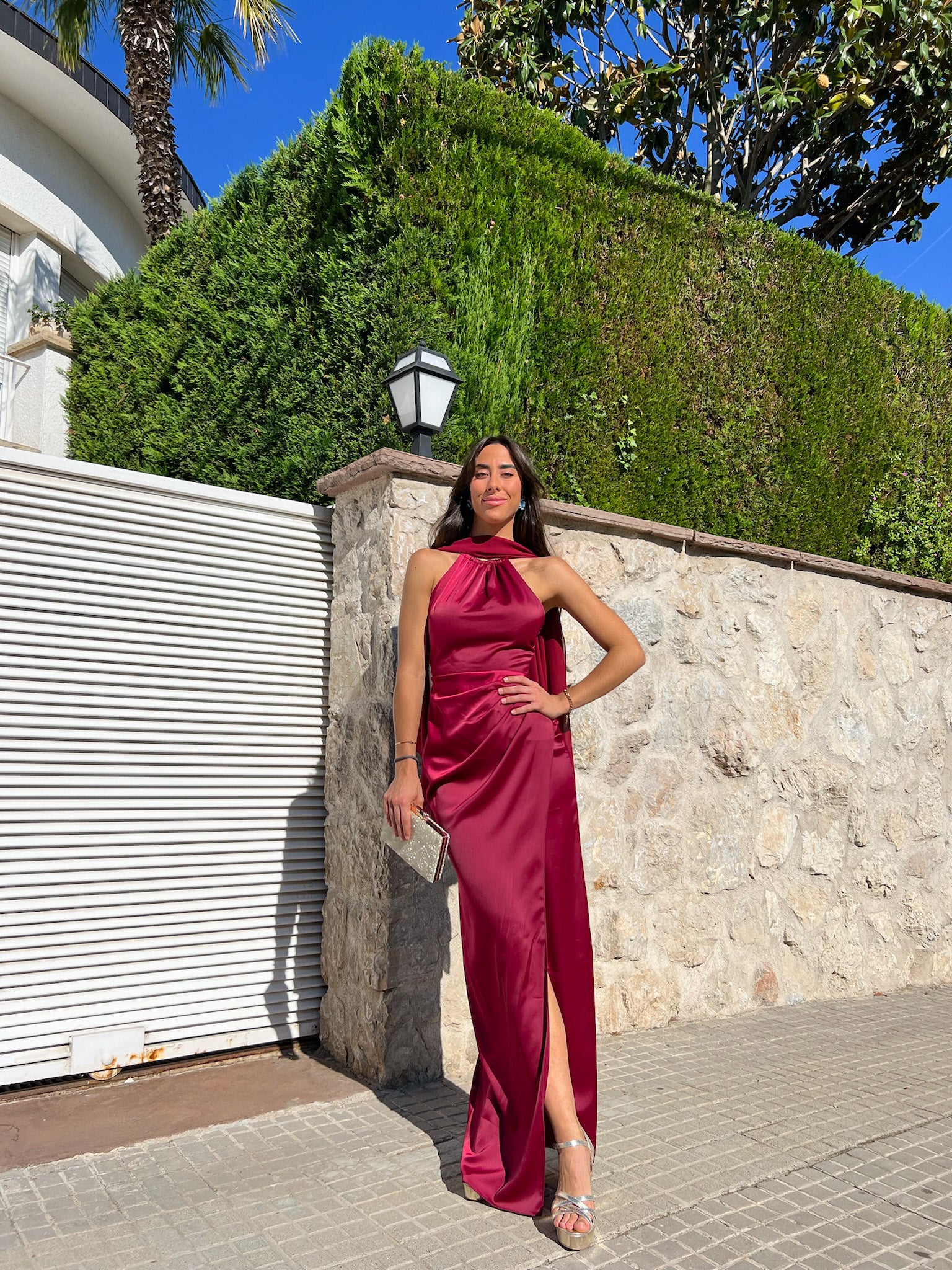 Burgundy chiffon cape shawl