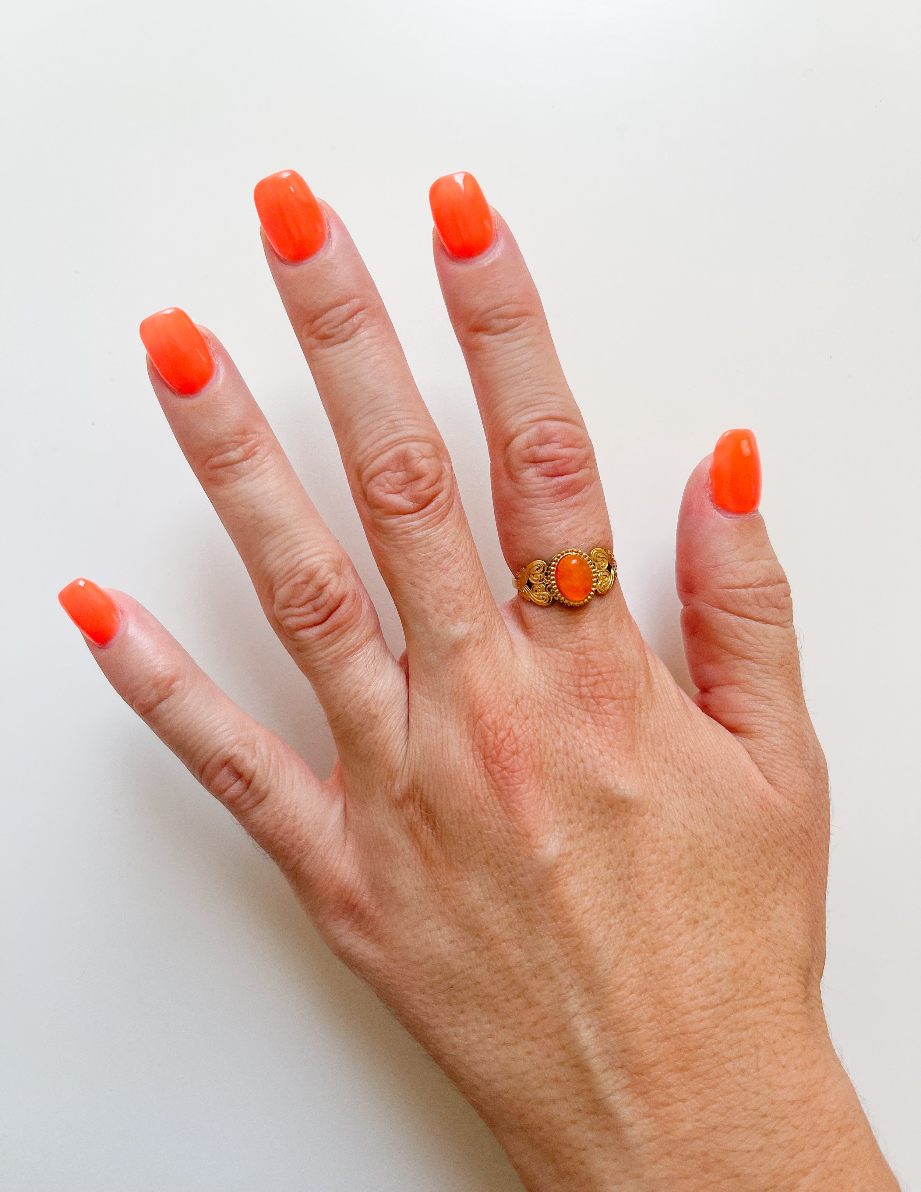 Golden orange stone ring