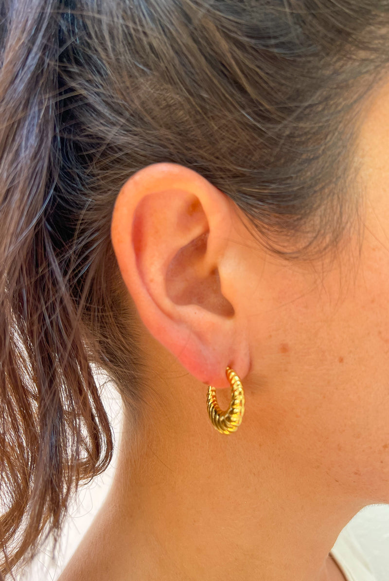 Gold plated half moon intertwined earrings