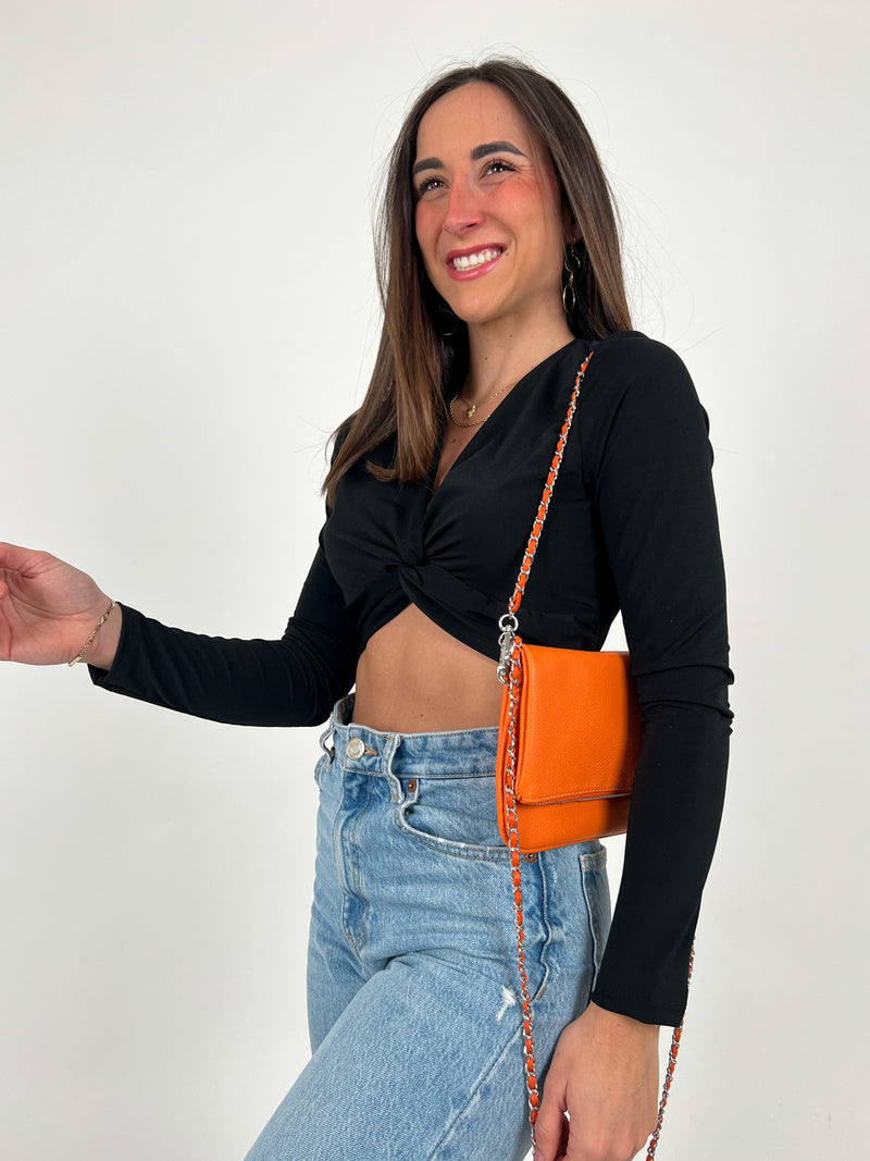 Vegan handbag orange chains