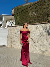 Robe baleine en satin bourgogne