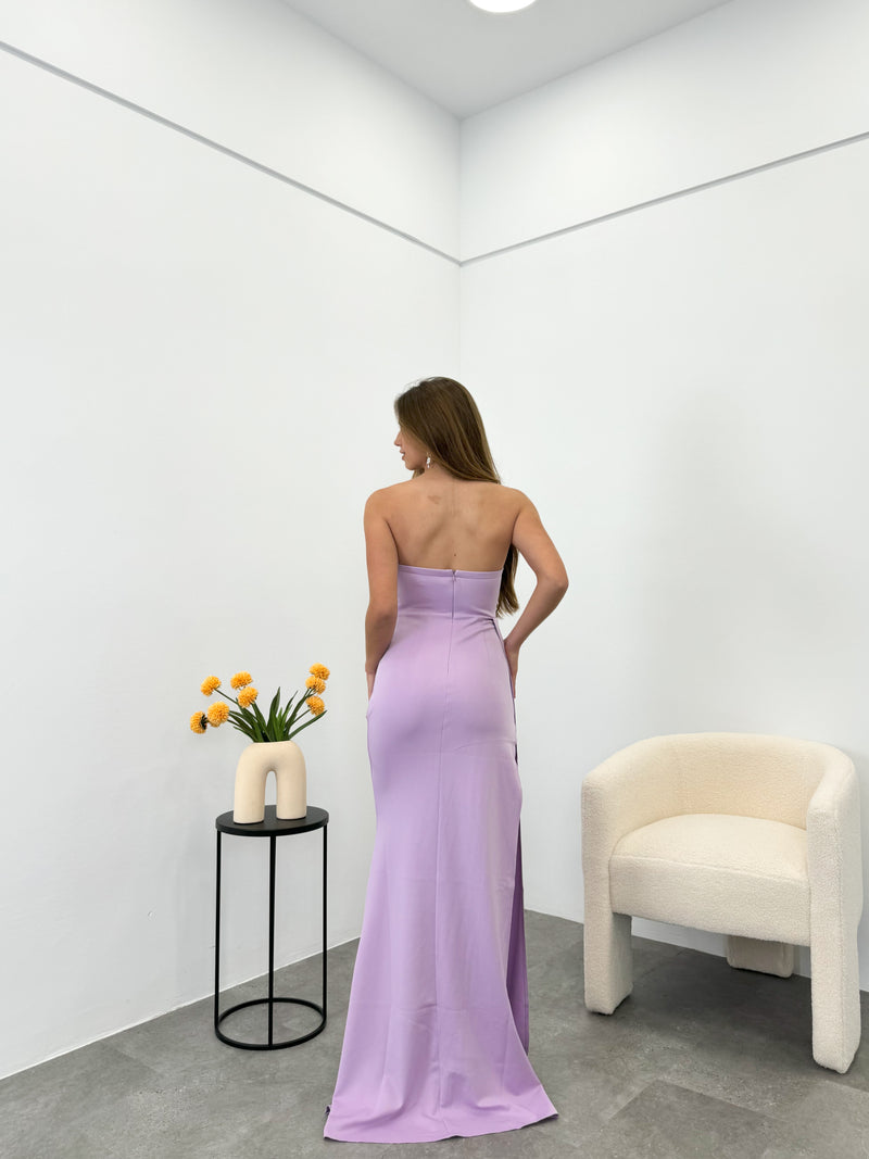 Robe à godets en strass lilas