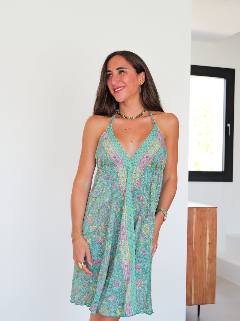 Mini robe boho tropicale