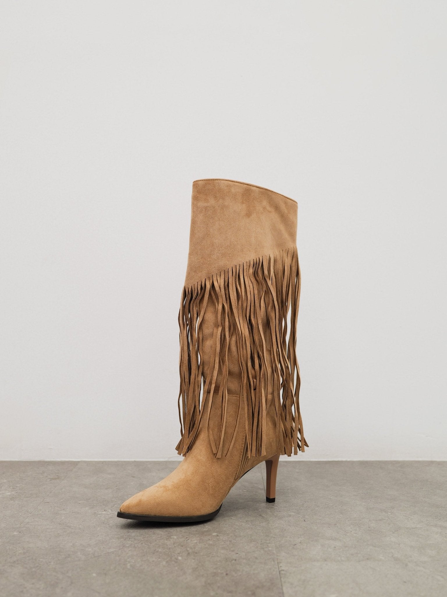 Bottes à franges et talons fins beiges - SORELLAS