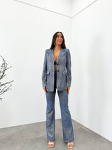 Ensemble blazer lurex bleu