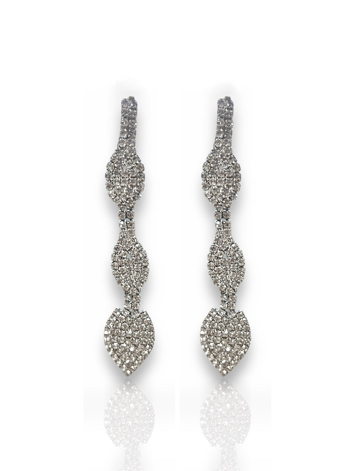 Boucles d'oreilles ovales argentées et pailletées