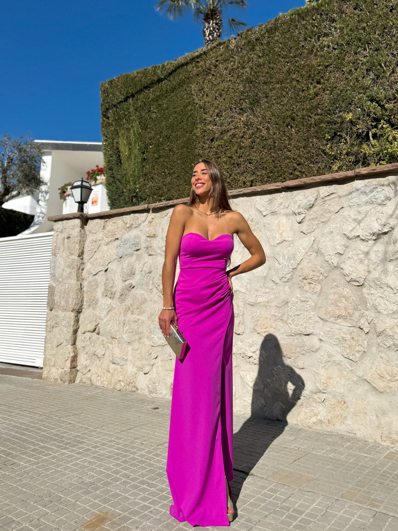 Robe à cœur serré fuchsia