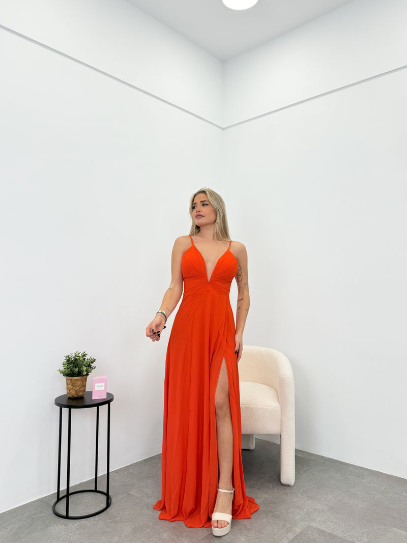 Robe en crêpe Peak orange