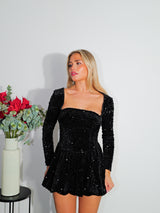 Robe en velours à paillettes noir