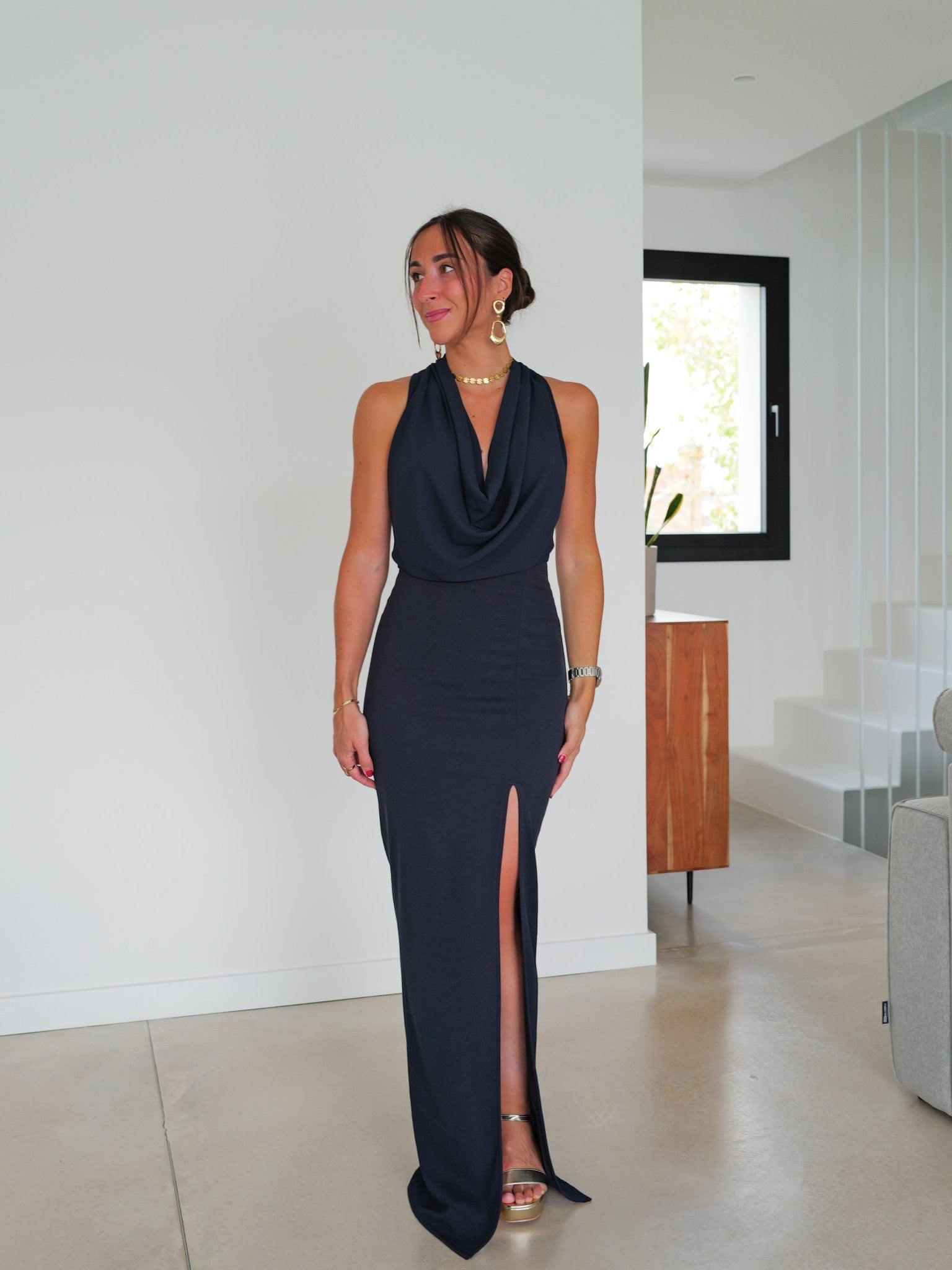 Robe cascade en tulle bleu marine - SORELLAS