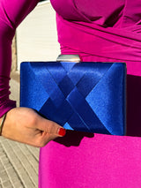 Pochette en satin bleu