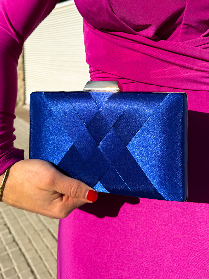 Pochette en satin bleu