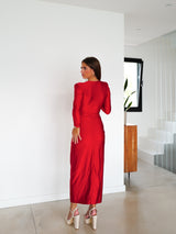 Robe à manches nouées rouge