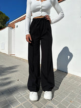 Pantalon fluide avec pinces noires