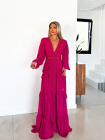 Robe à visière brodée fuchsia