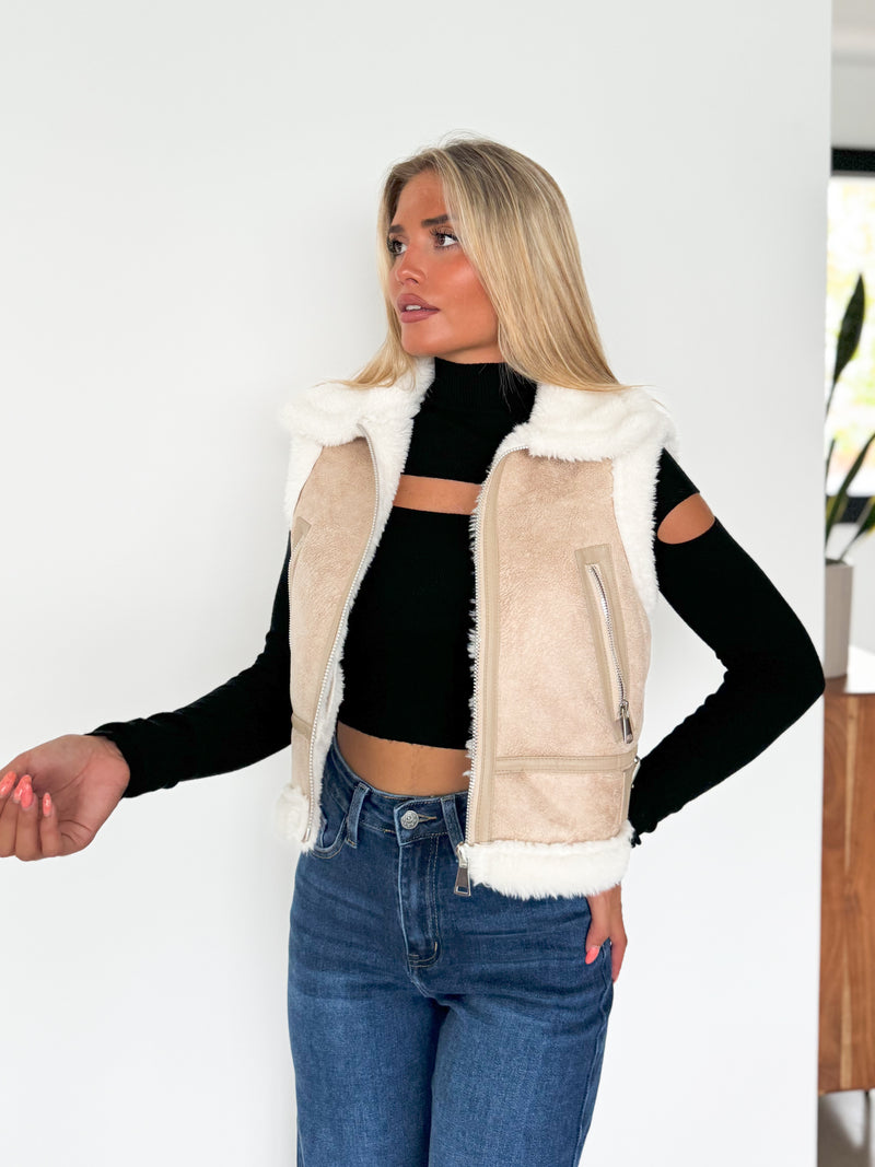 Gilet beige double face