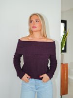 Jersey bardot mangas morado