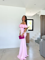 Robe longue pompeuse rose