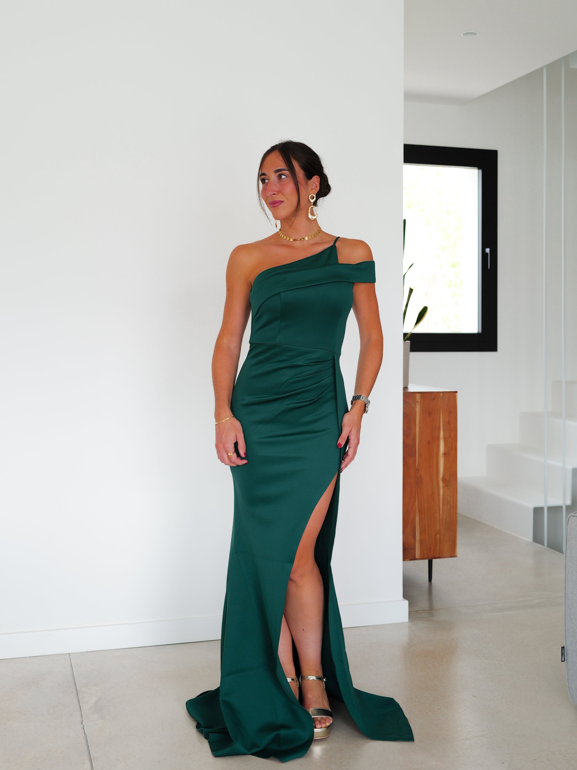 Robe asymétrique à double bandeau bouteille