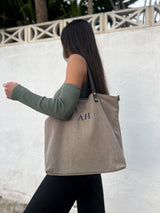 Sac maxi en nylon beige