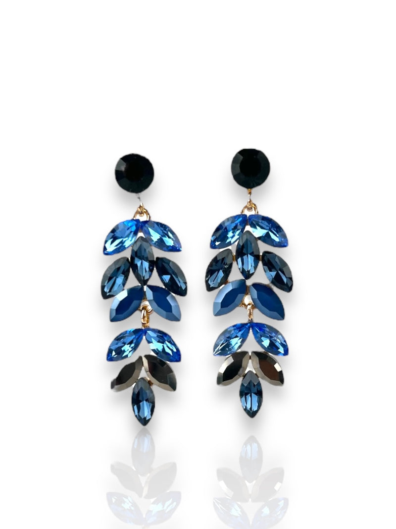 Boucles d'oreilles cascade de brins bleus