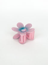 Clip fleur rose turquoise