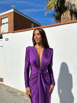 Robe à manches nouées en violet