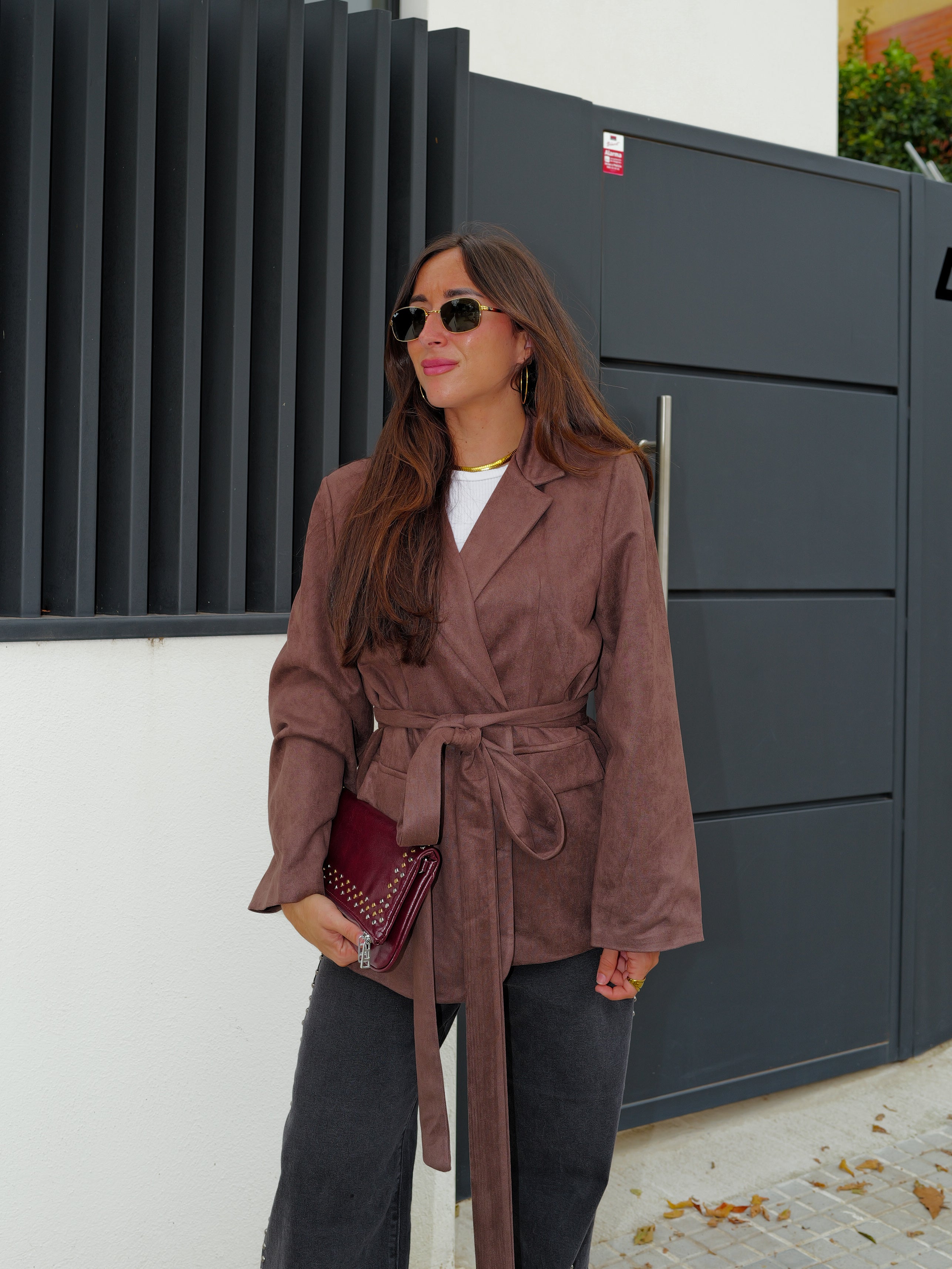 Blazer en daim chocolaté