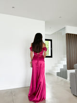 Robe baleine cerise en satin