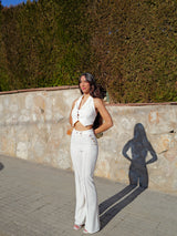 Ensemble long blanc à boutons