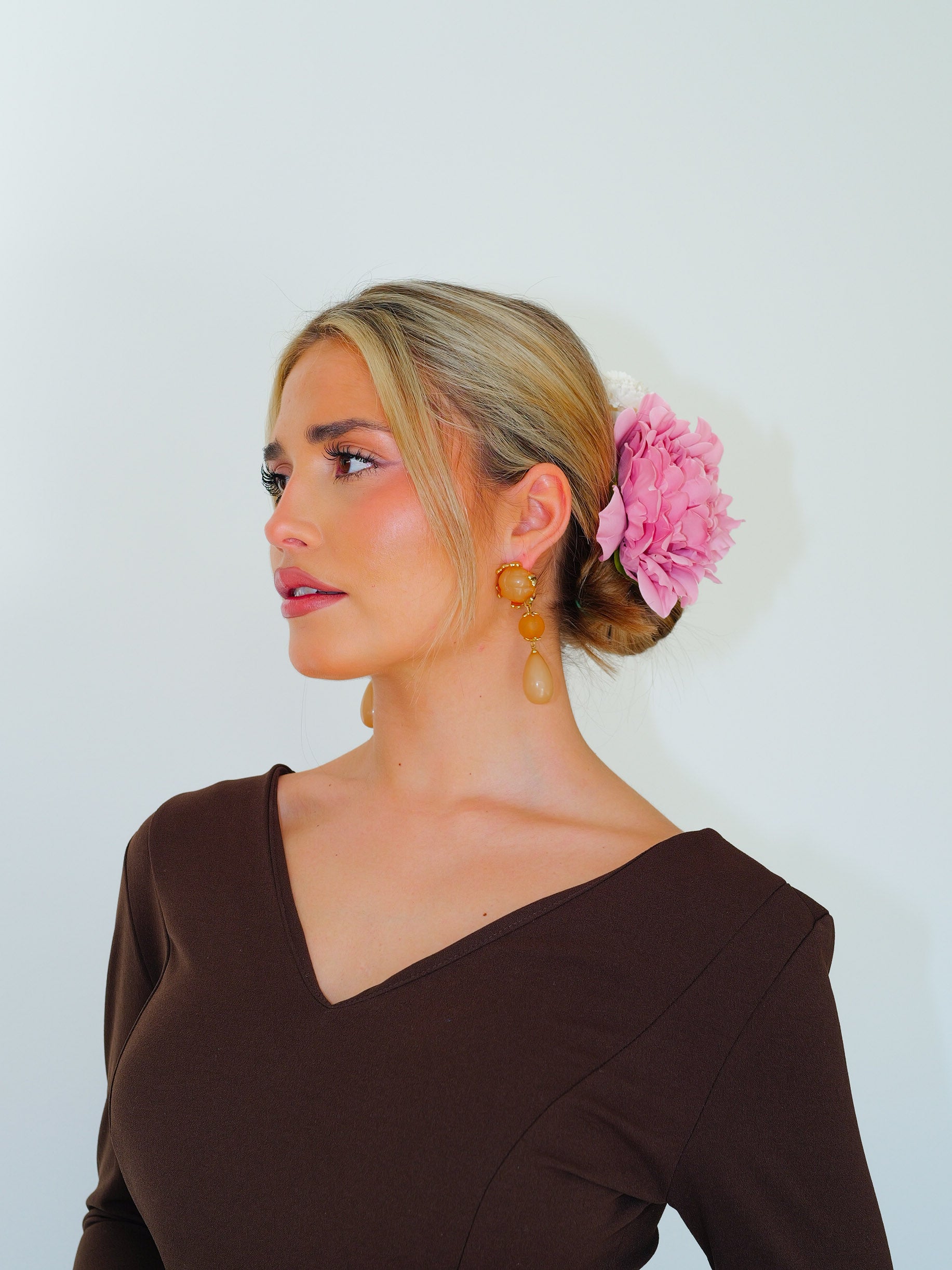 BOUCLES D'OREILLES goutte pierres orange