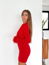 Mini robe nœud plume rouge