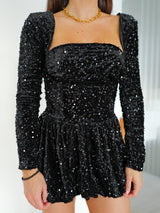 Robe en velours à paillettes noir