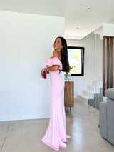 Robe longue pompeuse rose