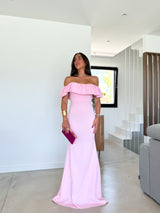 Robe longue pompeuse rose