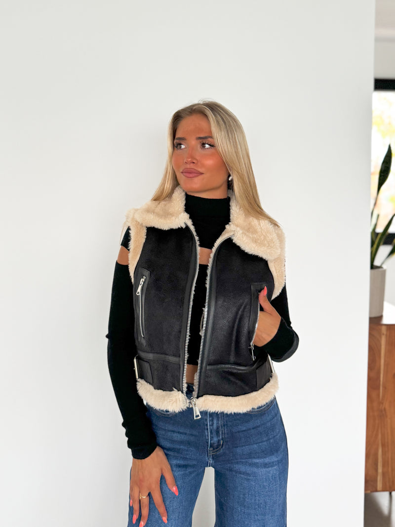 Gilet noir double face