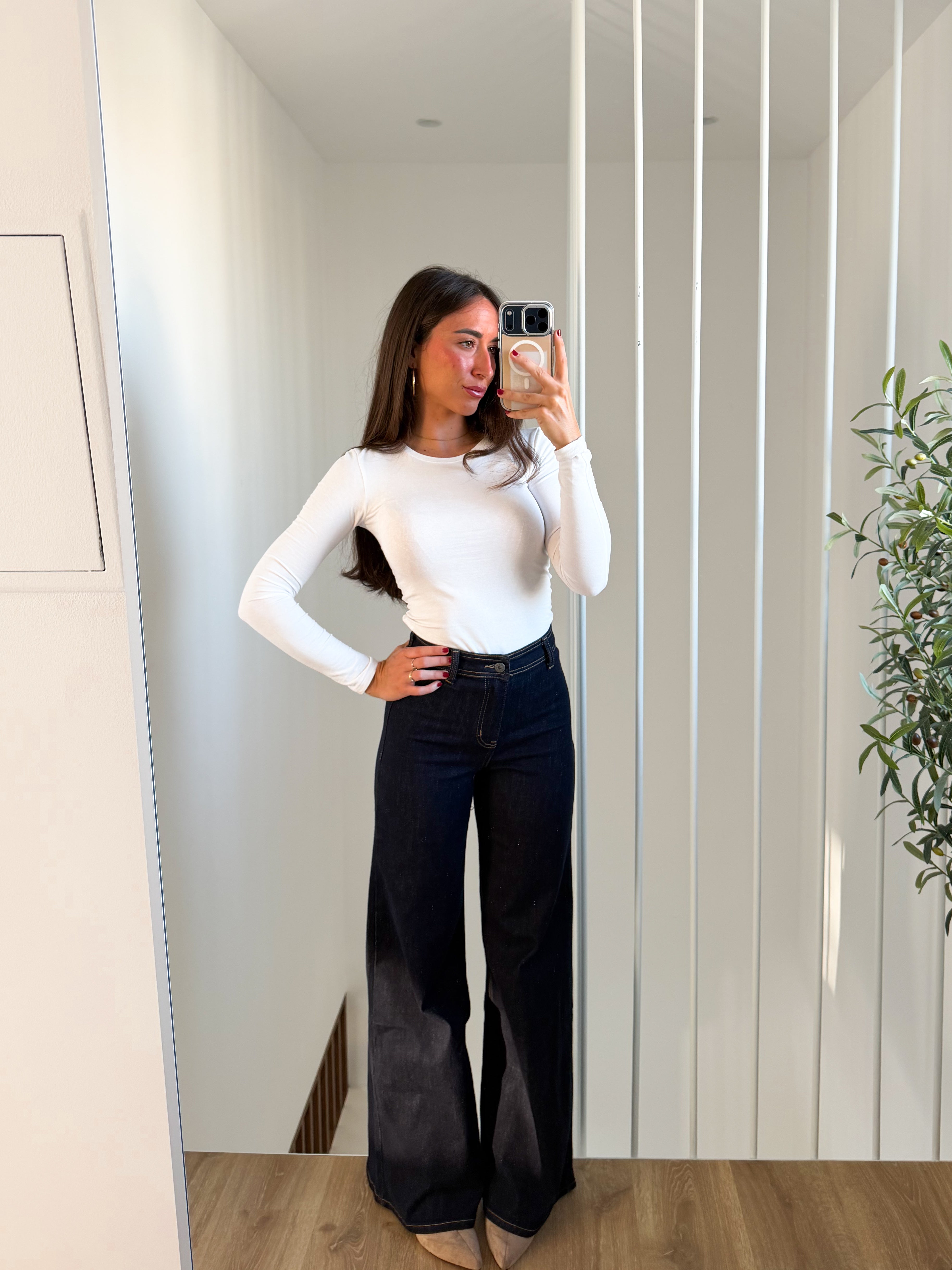 Jean large à taille haute