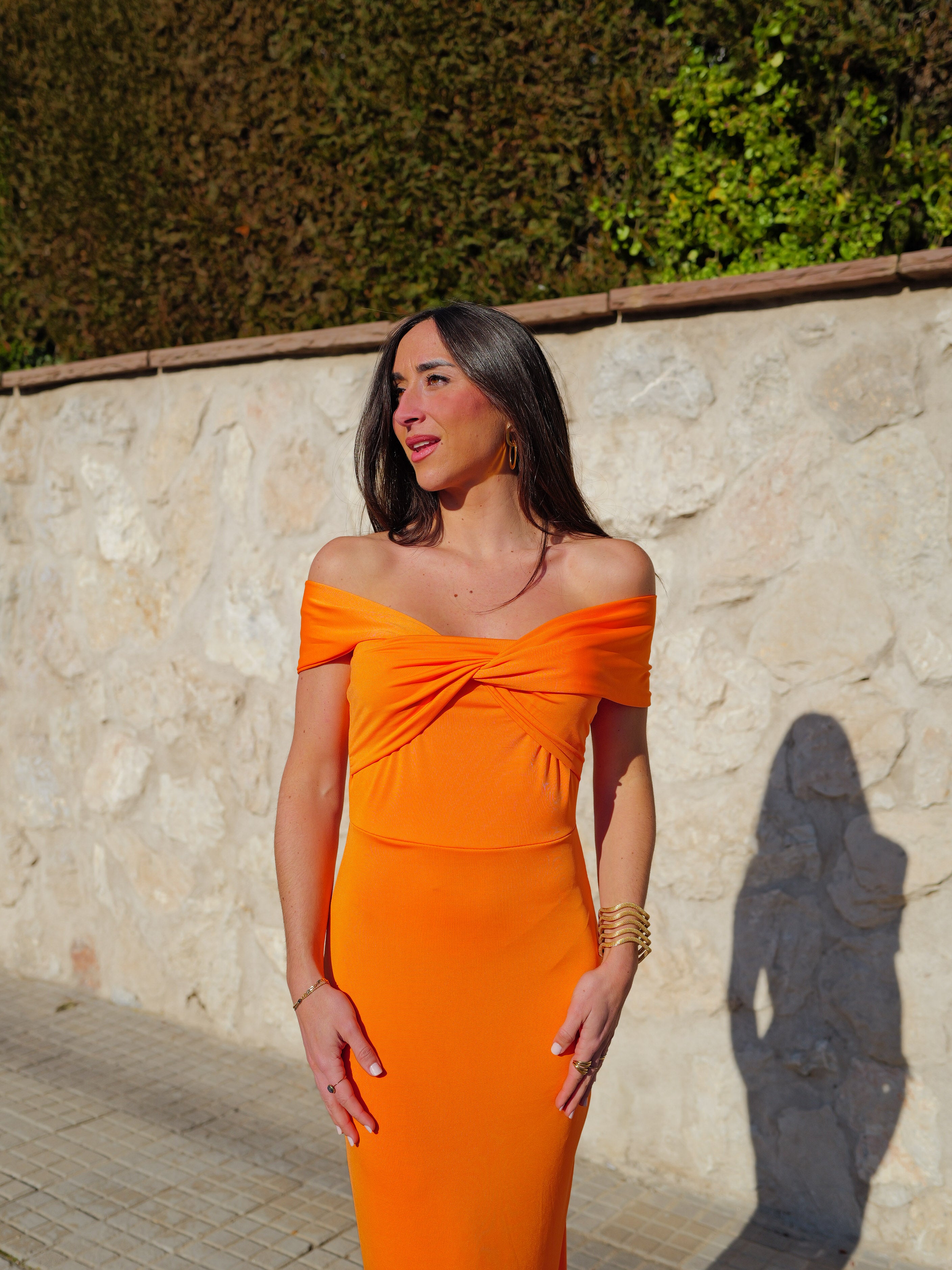 Robe midi bateau orange robe croisée orange