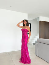 Robe corset avec strass fuchsia