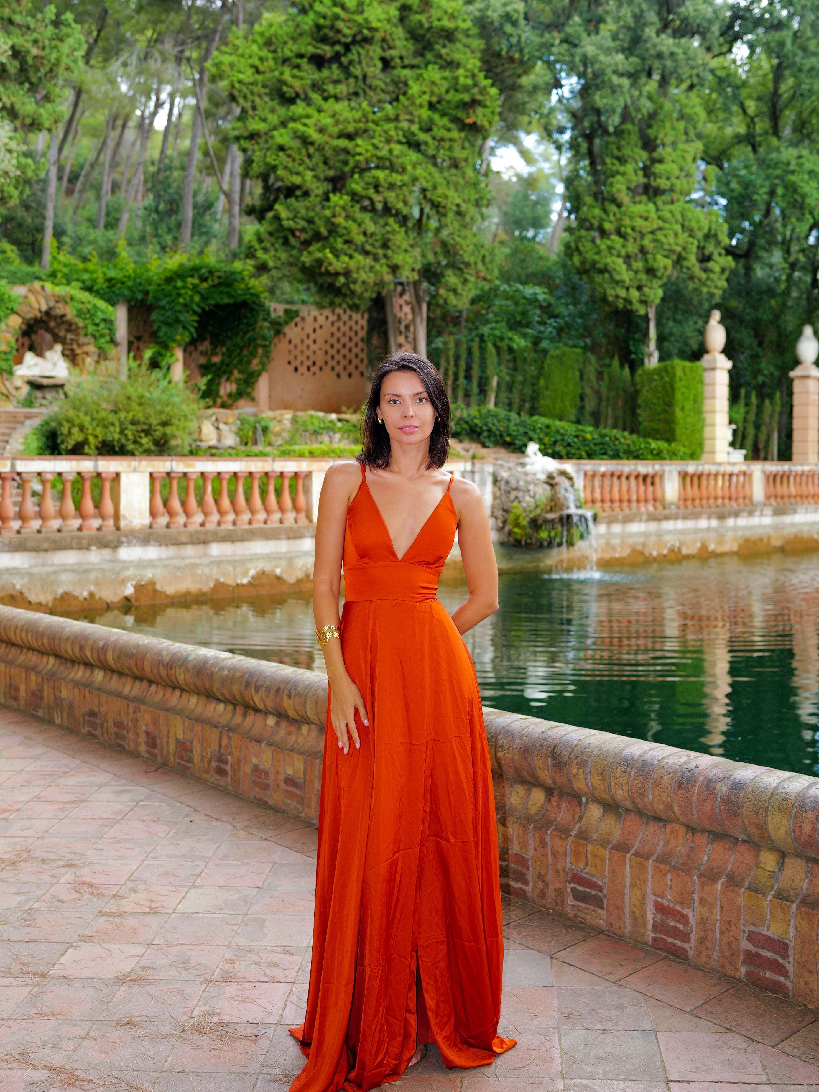 Robe en satin entrelacé Caldera