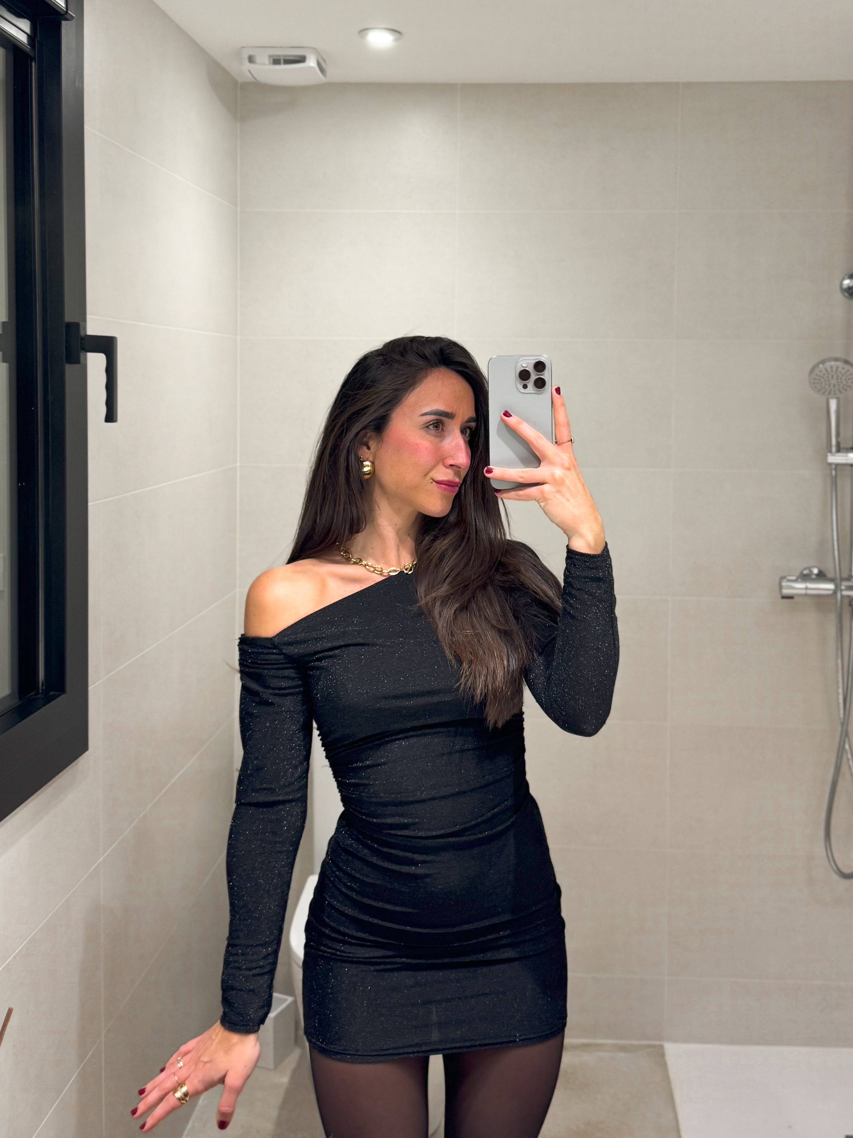 Robe en lurex asymétrique noir