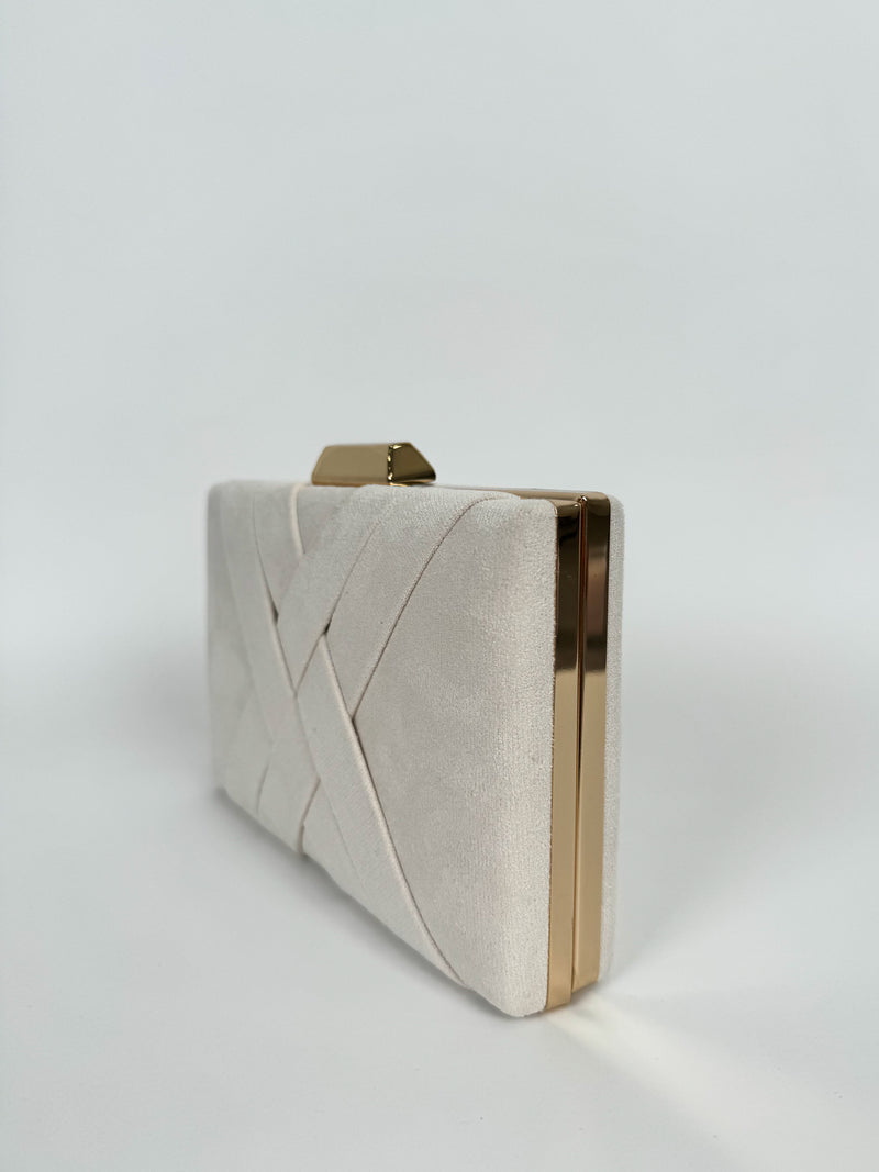 Pochette tressée beige