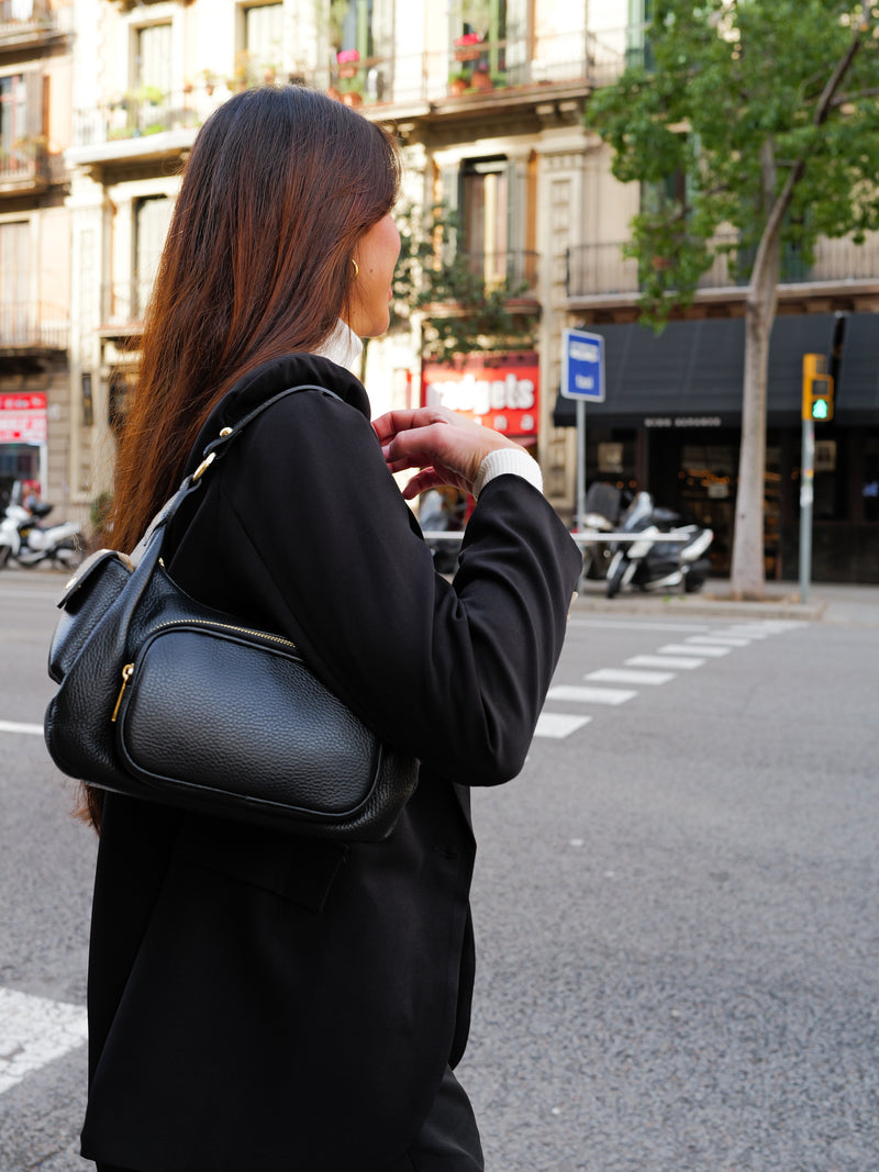 Sac à main en cuir avec poches noir