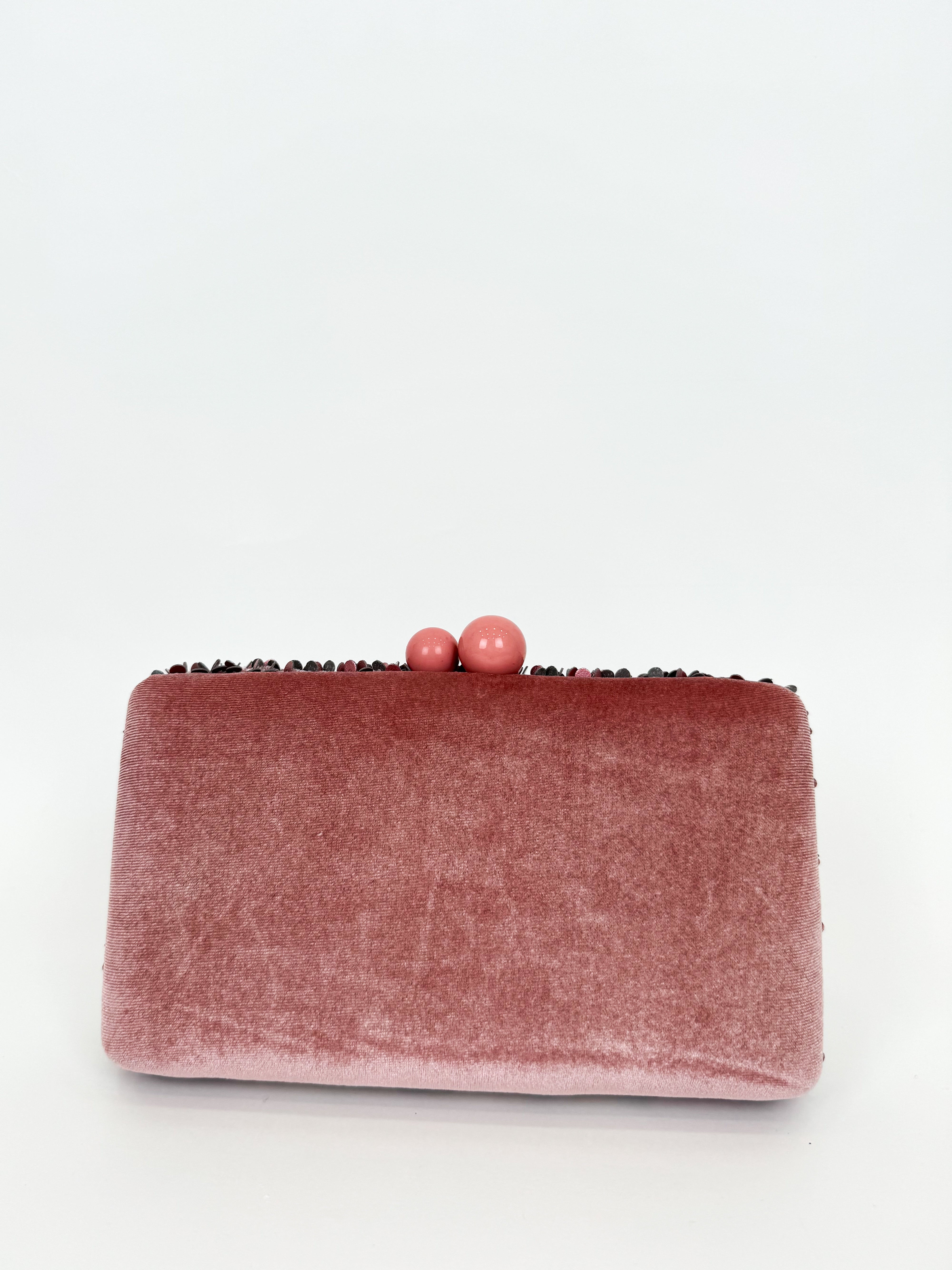 Pochette en velours rose pailleté